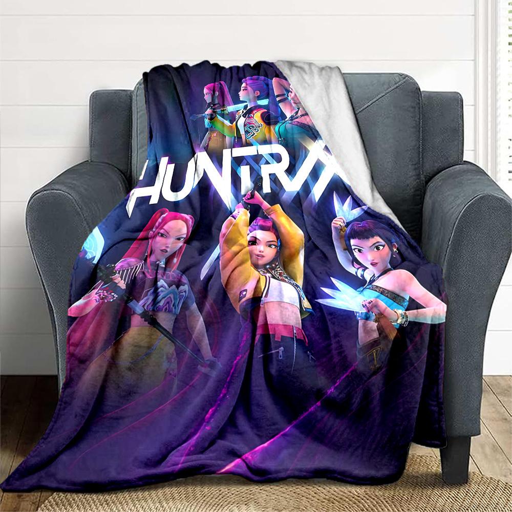 1pc Huntrix Soft Comfortable Blanket Digital Print, All Season Multipurpose Knit Fabric Bedding, Office, Sofa Home Decor Blanket