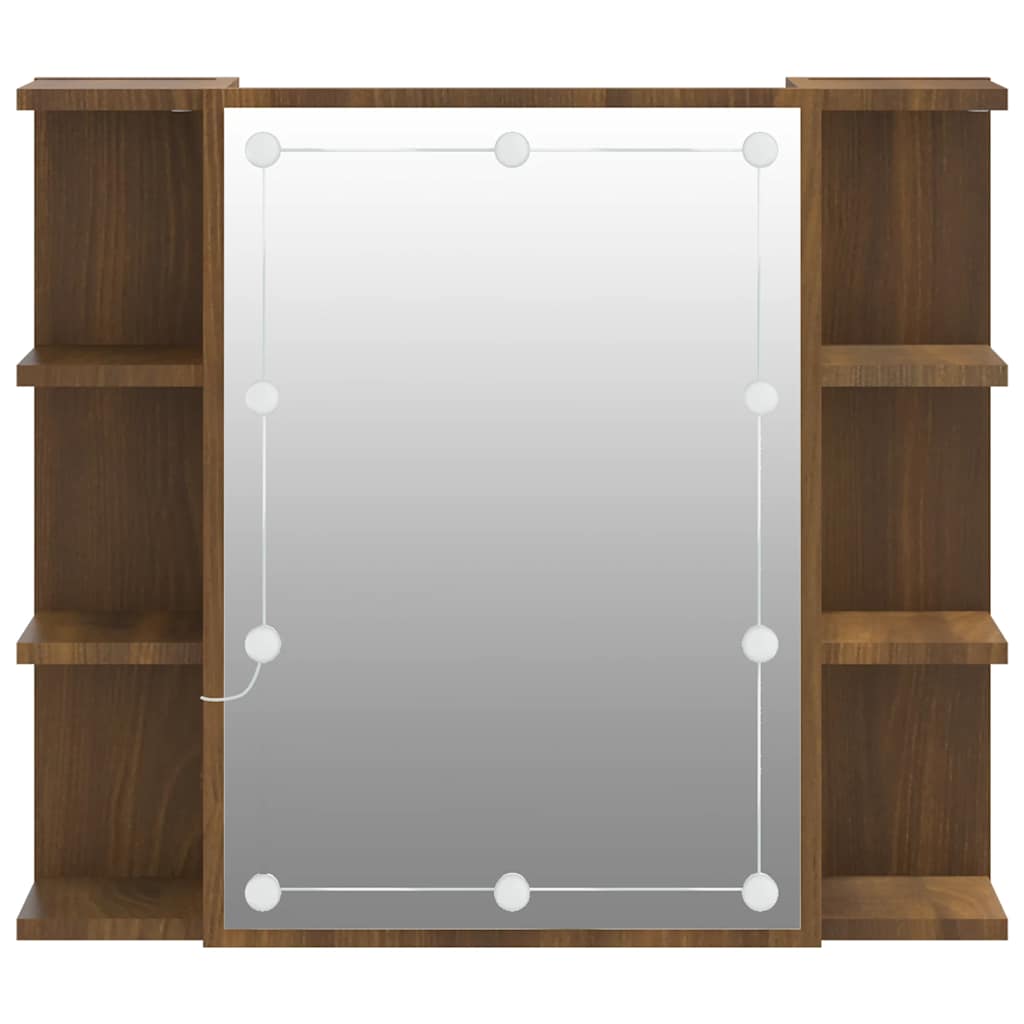LED Mirror Cabinet in Brown Oak Effect 70 x 16.5 x 60 cm