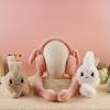 Cartoon Bunny Ear Warmers Plush Knitted Stretchable Polyester Ear Muffs Reusable Cozy Ear Covers for Winter Hand Wash Care
