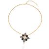 Natural Stone Flower Necklace Copper Alloy Plated Old Gold Temperament Niche Light Luxury High-End Earrings Women