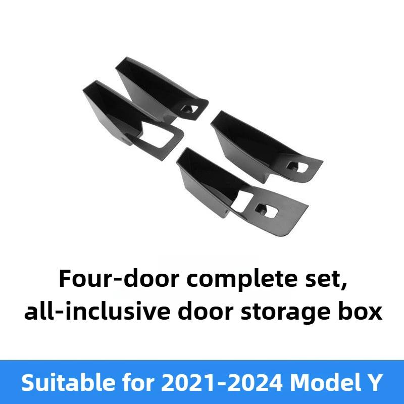 4Pcs Door Handle Storage Box Side Door Box Four-door Inner Handle Decor for Tesla Model Y/Highland Model 3 Car Accessories