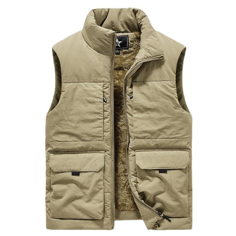 Autumn Winter Casual Sleeveless Jacket Men Warm Fleece Mens Vest Jacket 6Xl Black Thick Sleeveless Men's Vest Velvet Wool