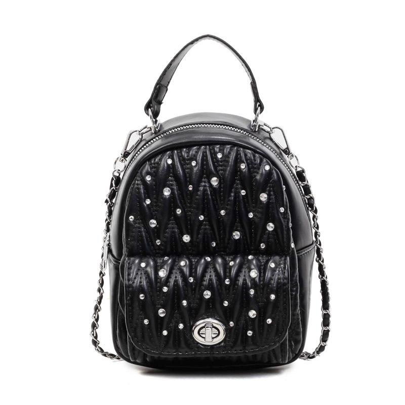 Korean version of niche diamond chain backpack women's 2025 new diamond-encrusted small backpack Xiaoxiangfeng portable shoulder bag