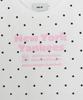 Emelbi Women'S Dot Pattern Lettering Slim Semi-Crop Short Sleeve T-Shirt Ny (White)