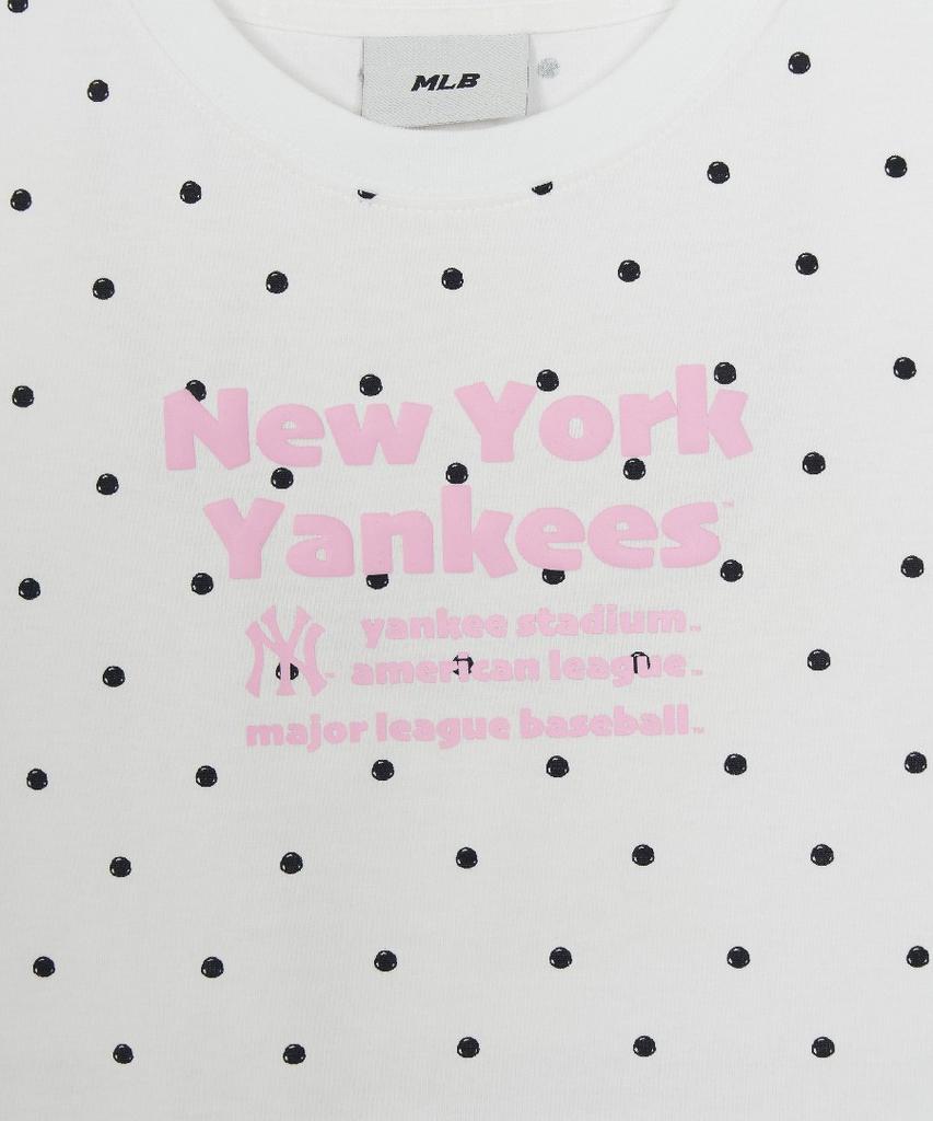Emelbi Women'S Dot Pattern Lettering Slim Semi-Crop Short Sleeve T-Shirt Ny (White)