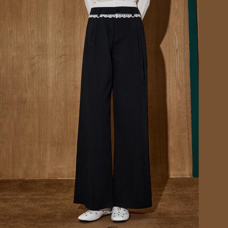 COOLHUT Women's High-Waist Lace Wide-Leg Pants