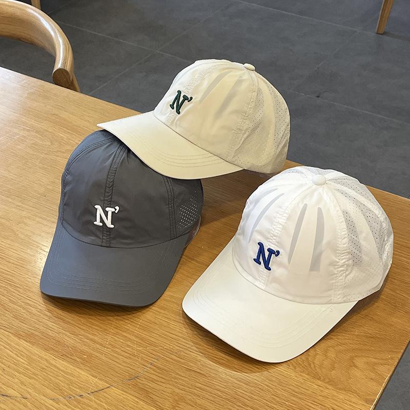 Letter N Embroidery Summer Baseball Cap For Women Men Quick Drying Mesh Breathable Peaked Hat Solid Color Outdoor Sunshade Caps
