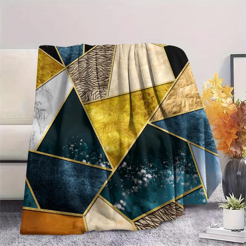 1 Stück Abstrakter Geometrischer Print Flanelldecke, Hohe Qualität, Bequem für Alle Jahreszeiten, Heimdekoration, Wärme und Komfort, Perfekt für Weihnachtsgeschenke