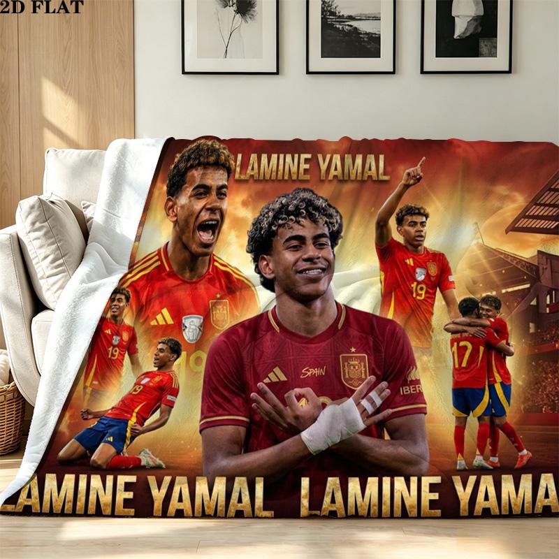 Lamine Yamal Print Flannel Blanket High Quality Warm Comfortable Cover for All Seasons Perfect for Gifts Home Decor