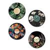 4 Pcs Wooden Record Floral Slice Vinyl Wall Art Vintage Record Replica Wall