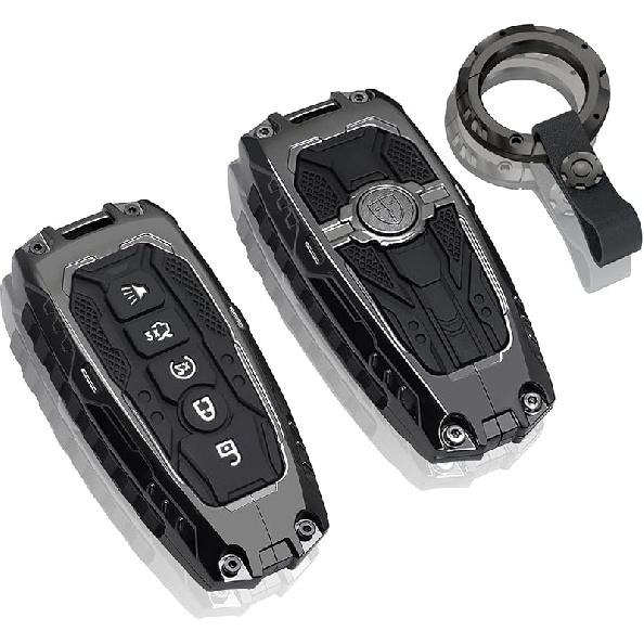 Metal Key Fob Cover Compatible With 2018- Toyota RAV4 Camry Corolla Avalon C-HR Prius GT86 Highlander Full Protection Key Case Shell 4 Keys Vacuum