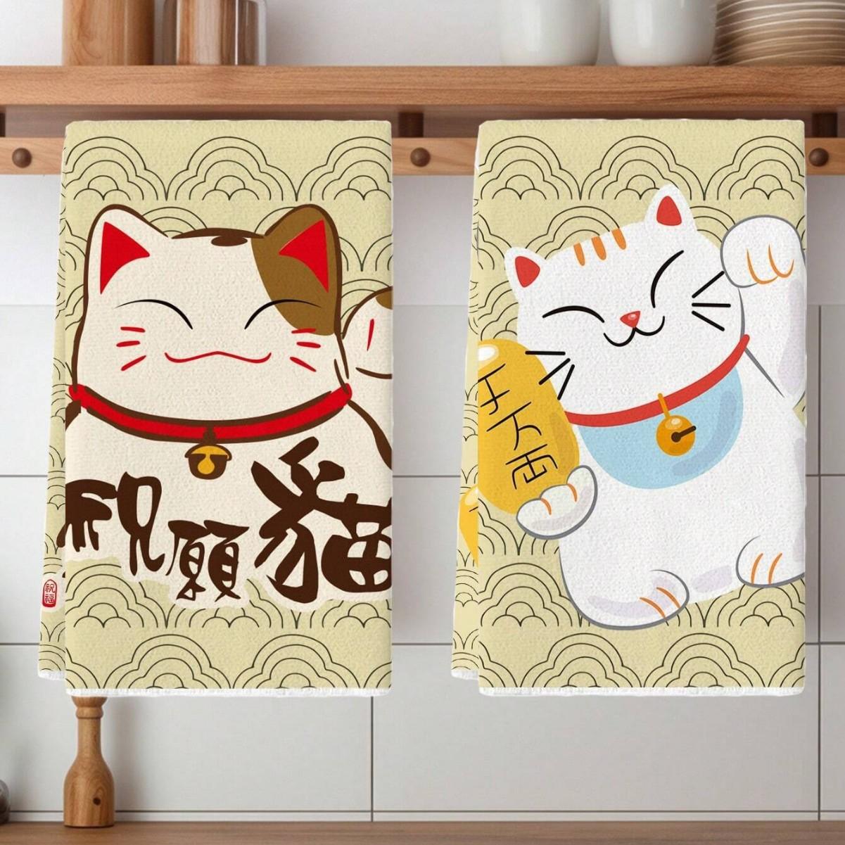 

2 шт. Милая кошка Полотенце Салфетка Полотенце для посудомоечной машины Салфетка для дома, кухни и столовой Полотенце для посудомоечной машины Губка для мытья посуды Чистящие средства 2pcs 40X60CM