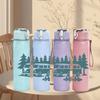 1PC Camper Van Pine Forest Scene Print 750ml Color Plastic Sports Water Bottle Leakproof Flip Straw Lid Suitable for Sports Office Home Use
