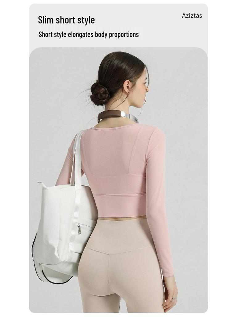 2026 Women's Long Sleeve Mesh Yoga & Pilates Fitness Set with Chest Pads