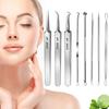 Conjunto de agulhas de aço inoxidável ultra afiadas para remoção de acne, removedor de cravos, conjunto de ferramentas de extração de acne específico para salão de beleza, pinças