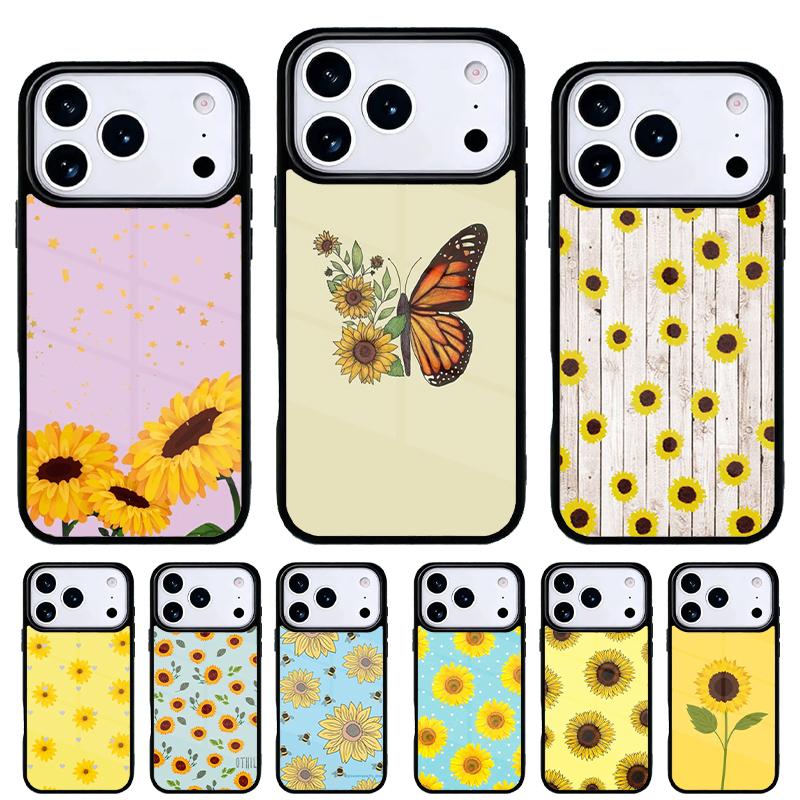 Beauty Yellow Sunflower Phone Case for iPhone 17 16 15 14 13 Pro Max Back Cover for 12 11 Pro Coque