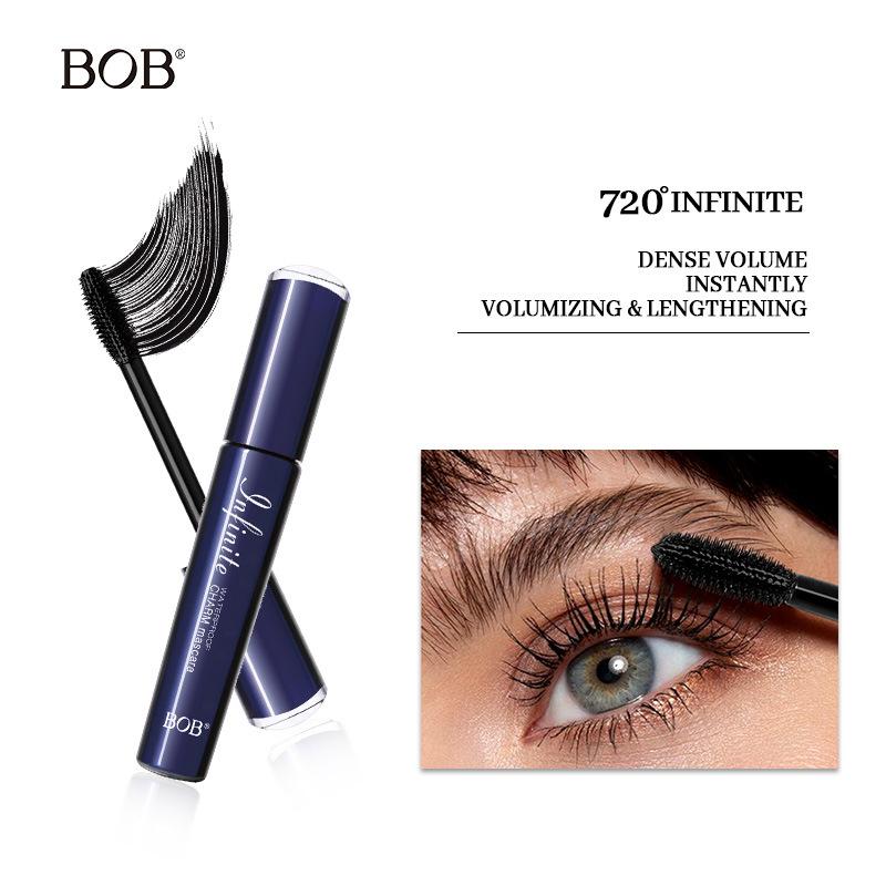 BOB quick-drying mascara, waterproof and non-smudging, dense, curled and slender, holding makeup to enlarge the eyes, European and American beauty