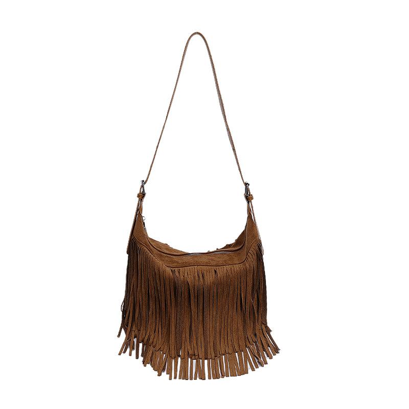 Casual small bag women's new fringed armpit bag commuter shoulder bag portable autumn new tote bag