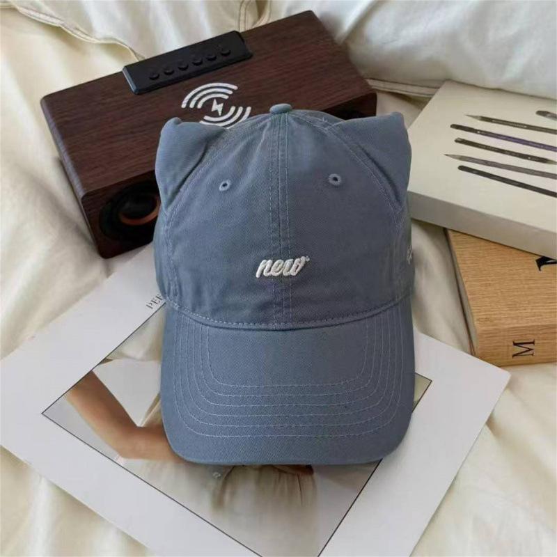 Three-Dimensional Cat Ears Baseball Cap Female Trendy Cool Babes Letter Embroidery Versatile Sunshade Showing Face Small Cap