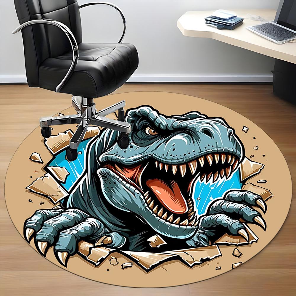 1pc Dino Breakthrough Office Round Area Rug, Under Office Chairs Bedroom Living Room Home Decor, Room Deco, Available in Various Sizes