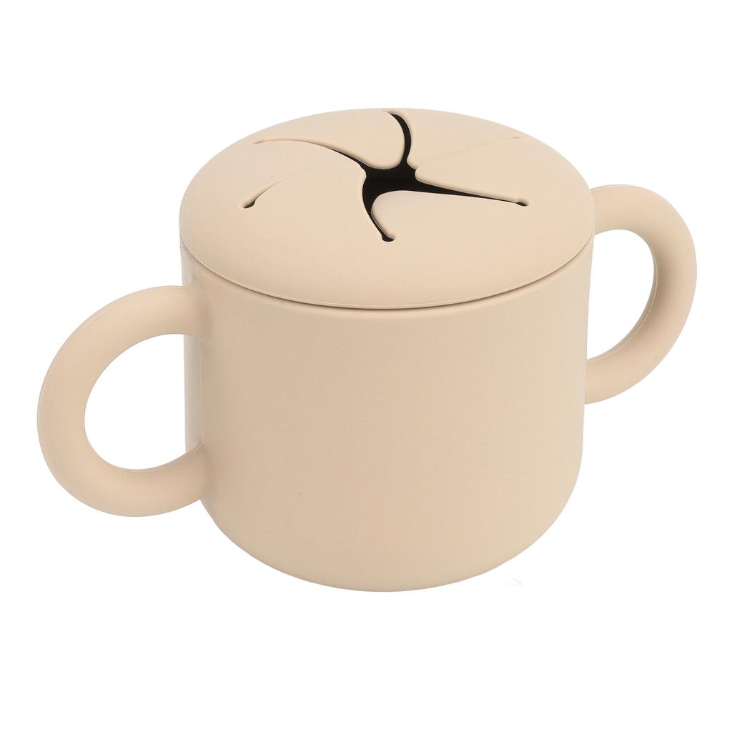 Baby Lernen Trinkbecher Silikon Doppelgriff Design Einfache Reinigung Auslaufsicher Kleinkind Trainingsbecher Khaki