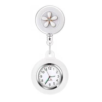 Nurse Watch with Numeric Display, Expandable Pocket Watch with Clip, Easy To Read, Unisex (White)