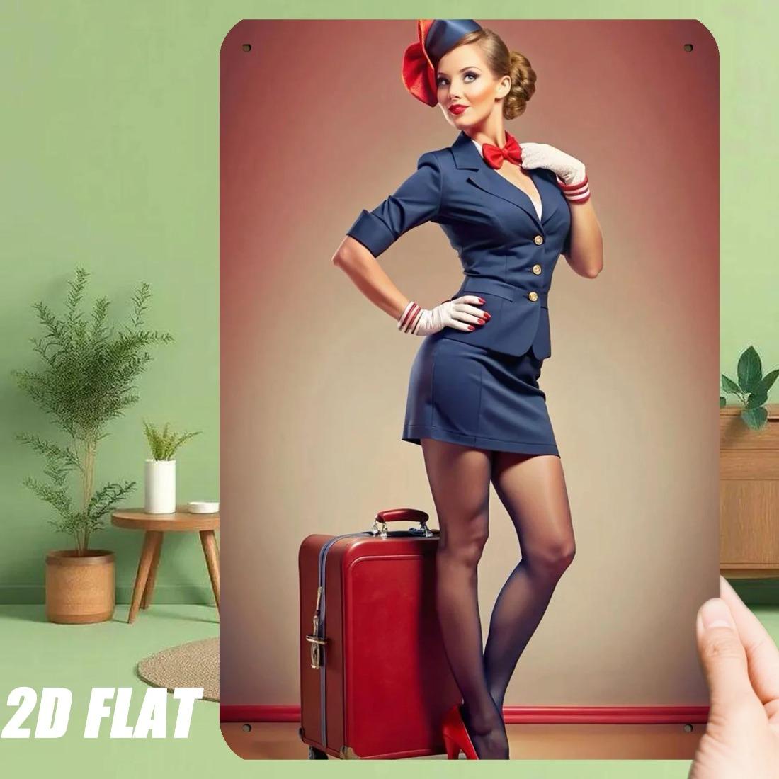 

Vintage Airline Metal Sign Retro Wall Decor Stewardess Luggage Art Gifts 20x30cm