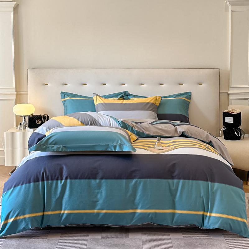 3 Piece Egyptian Cotton Bedding Set with 1 Duvet Cover and 2 Pillowcases Printed Soft Breathable Skin Friendly Comfortable
