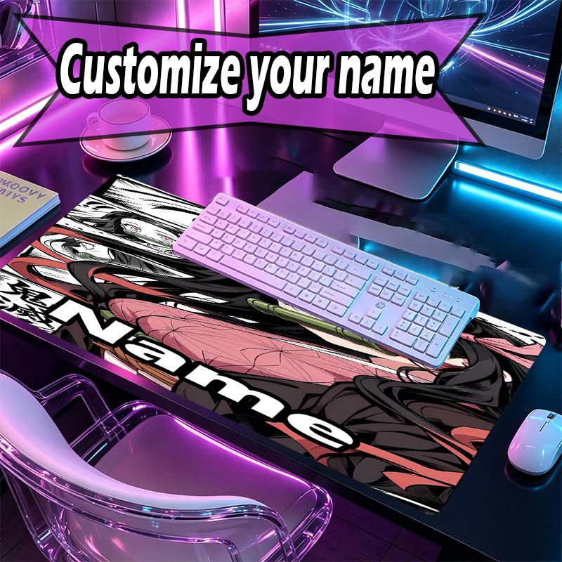 Custom Name Personalized Demon Slayer Pattern Mousepad, Laptop PC Desk Mat, Decorative Desk Mat for Home Keyboard Pad Gift
