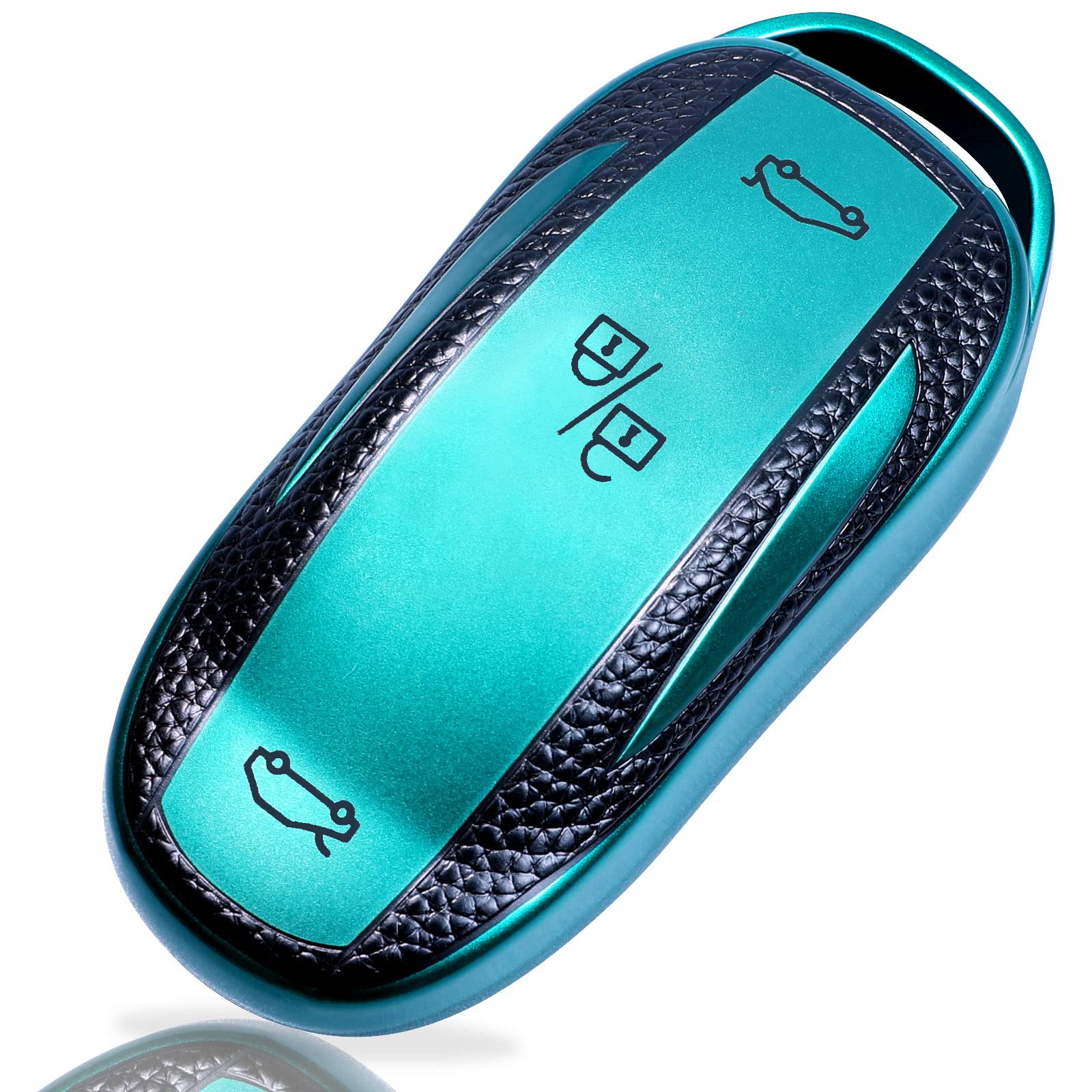 

AICARS Key Fob Cover Keyless Entry Remote Protector Case for Tesla Model X TPU & Leather Full Protection, Green, Normal Normal зелёный