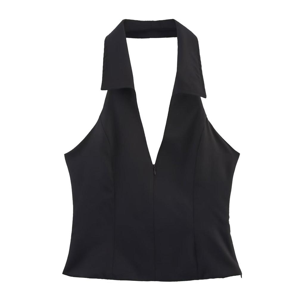 2025 Spring Women's European and American Halter Neck Shirt Dress Pants