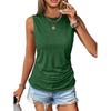 2026 Women's Sleeveless Pleated Round Neck Solid Color Casual Summer Pullover Vest