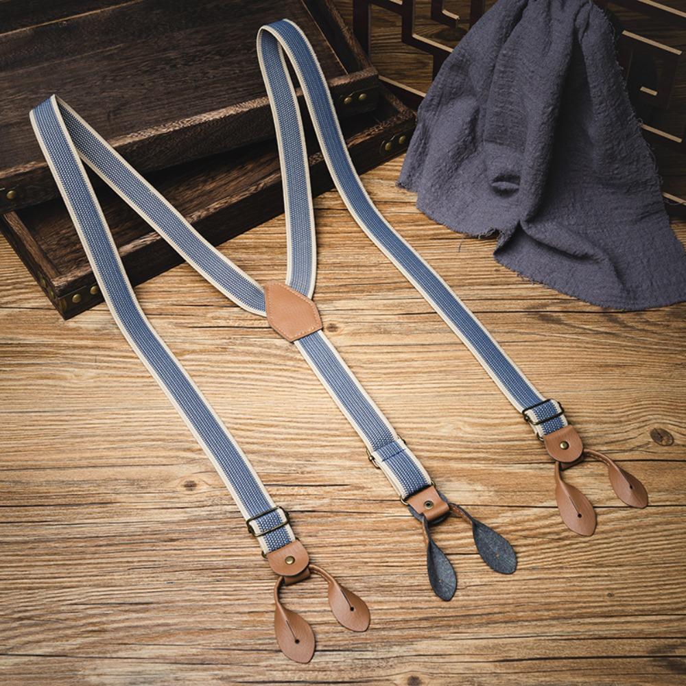 Retro Design British Style Suspenders Elastic Strap Metal Clip Suspenders Suit Accessories