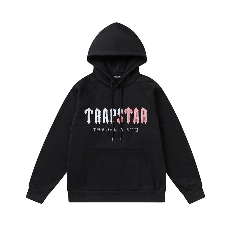 Trapstar towel embroidered letters fleece-lined zipper jacket, hooded sweatshirt pants, couple set