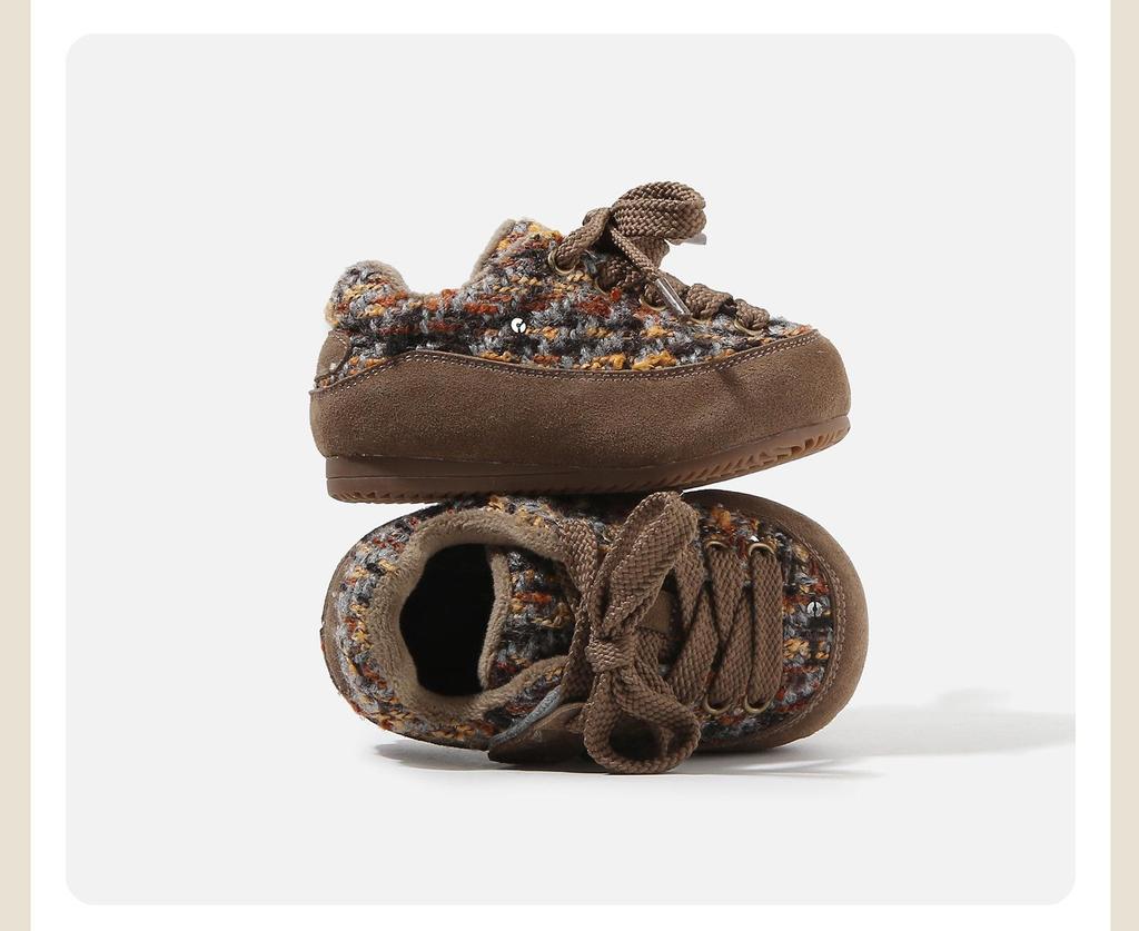Girls' Winter Knit Toddler Shoes - Cozy Velvet Lined Casual Shoes