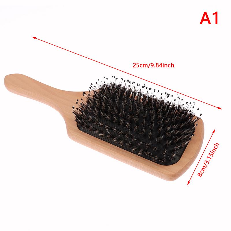 Boar Bristle Hair Brush Women Wood Bamboo Hair Brush Professional Curly Airbag Scalp Brush Comb For Hair Beauty Care Salon Tools