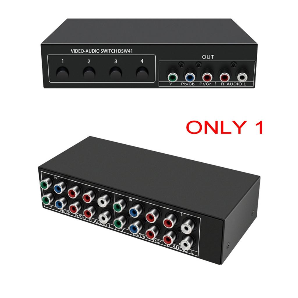 AA58 4x1 Component Video Signal Switcher YPbPr YCbCr Audio DSW41 Divider Panel Button Manual Switch CVBS 720P Metal Shell