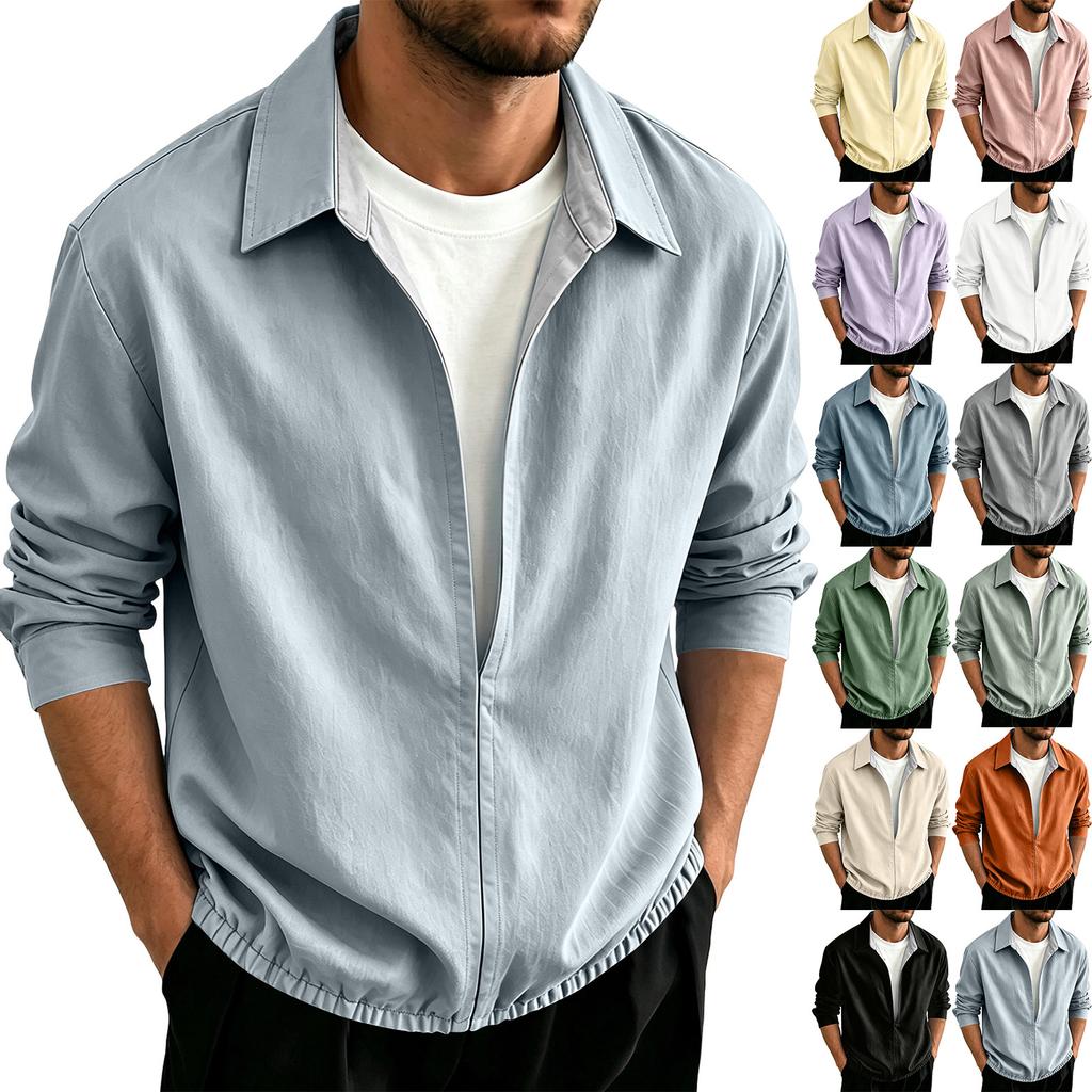 Men's Long Sleeve Pullover Shirt for Spring and Fall Casual Wear