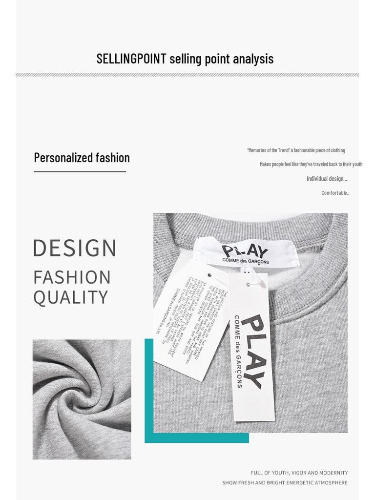 HEYPLAY Japanese Red Heart Fleece-Lined Sweatshirt: Unisex Round Neck Long Sleeve Pullover In Solid Color, Couple Style.