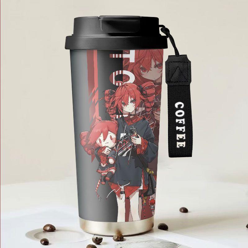 Hatsune Miku Personality Cute Animation Peripheral Thermos Cup Secondary Cartoon Creative Stainless Steel Straw Cup Holiday Gift