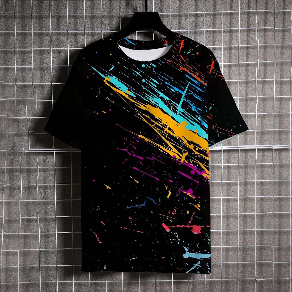 Summer Fashion Sports Graffiti Men T-shirts New Trend Harajuku Casual Personality 3D Printed Round Neck Short Sleeve Tees Tops