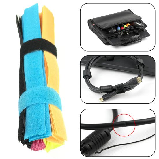 50Pcs Reusable Nylon Magic Tape Cable Tie Fasten Straps Wire Holder Organizer