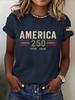 250 Years of Freedom 1776 Festival  Women's  Print T-Shirts Summer O Neck Tops Short Sleeve Casual Tees  Us Flag