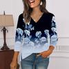 3/4 Sleeve Shirts For Women  Print Graphic Tees Blouses Casual Plus Size Basic Tops Pullover