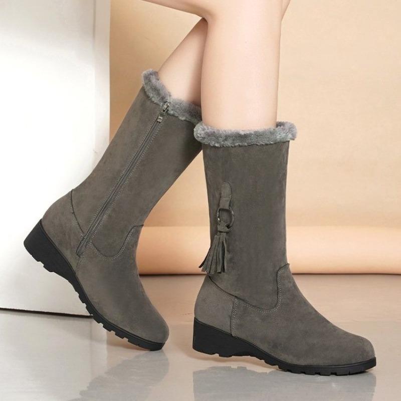 Fashion 2025 New Women's Boots Fashion Mid-calf Boots Plush Warm Snow Boot Wedge Platform Boots for Women Winter Cotton Boot Botas Mujer