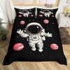 Cartoon Astronaut Duvet Cover Twin King Galaxy Bedding Set Outer Space Planet Star Quilt Cover for Kids Boys Girls Bedroom Decor