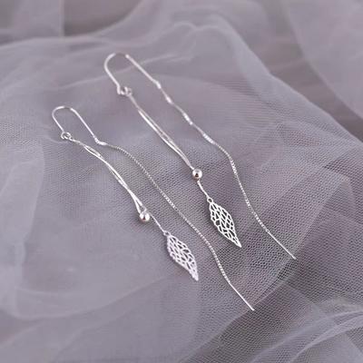 Earrings, Leaves, Ear Lines, Female Tassel Earrings, Simple and Fashionable Temperament, Forest Style New Earrings