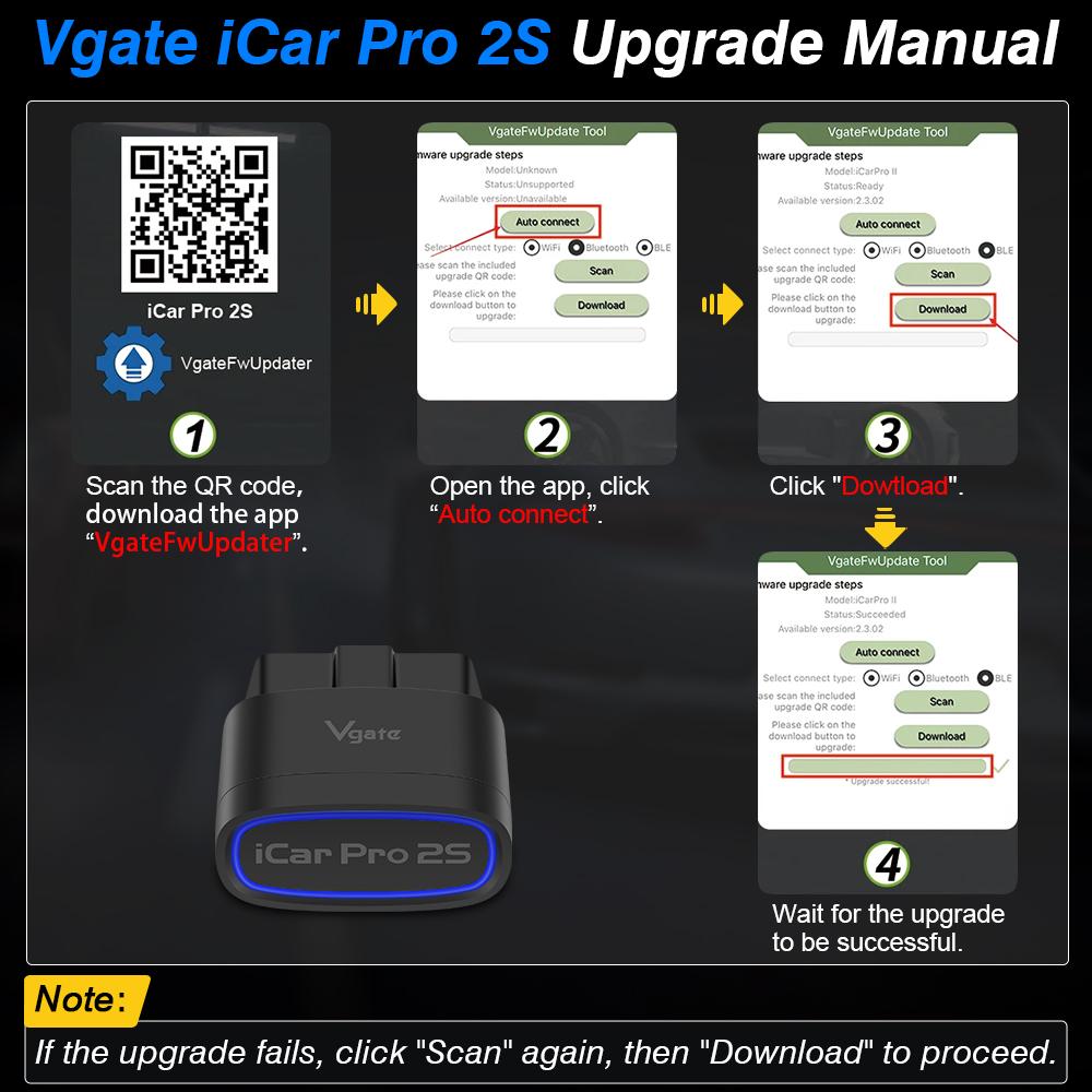 Vgate ICar Pro 2S ELM327 Bluetooth 5.3 V2.3 Car OBD Scanner Upgraded EV Auto Diagnostic Tool BimmerCode for IOS Android PC