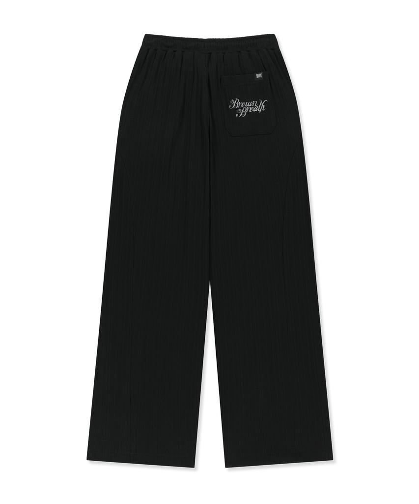 BROWNBREATH W Rib Mixed Pants - Black