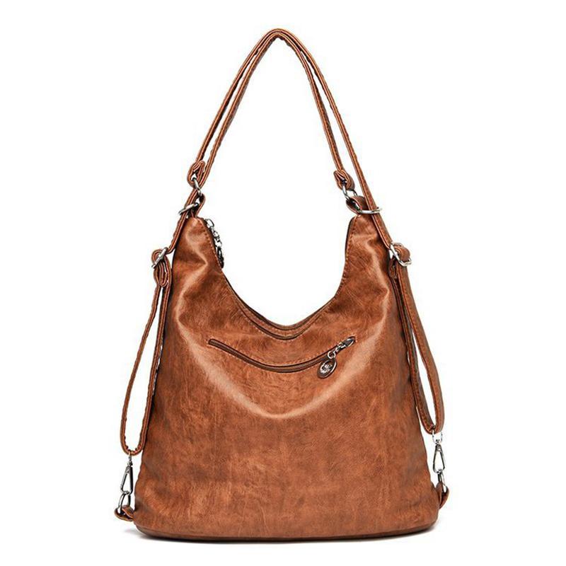 Retro Deri Omuz Çantası Kadın Çok cepli Crossbody Çanta Moda Büyük Kapasiteli Çanta Yeni Messenger Çanta Tote
